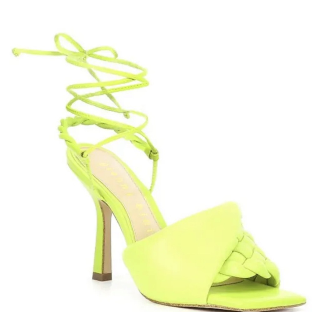 New Gianni Bini Dekota Twisted Band Braided Ankle Wrap Heels in Black Size 7